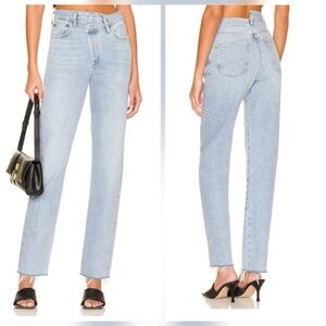 AGOLDE 28 Criss Cross Dimension Straight leg Light Wash Button Fly Jeans